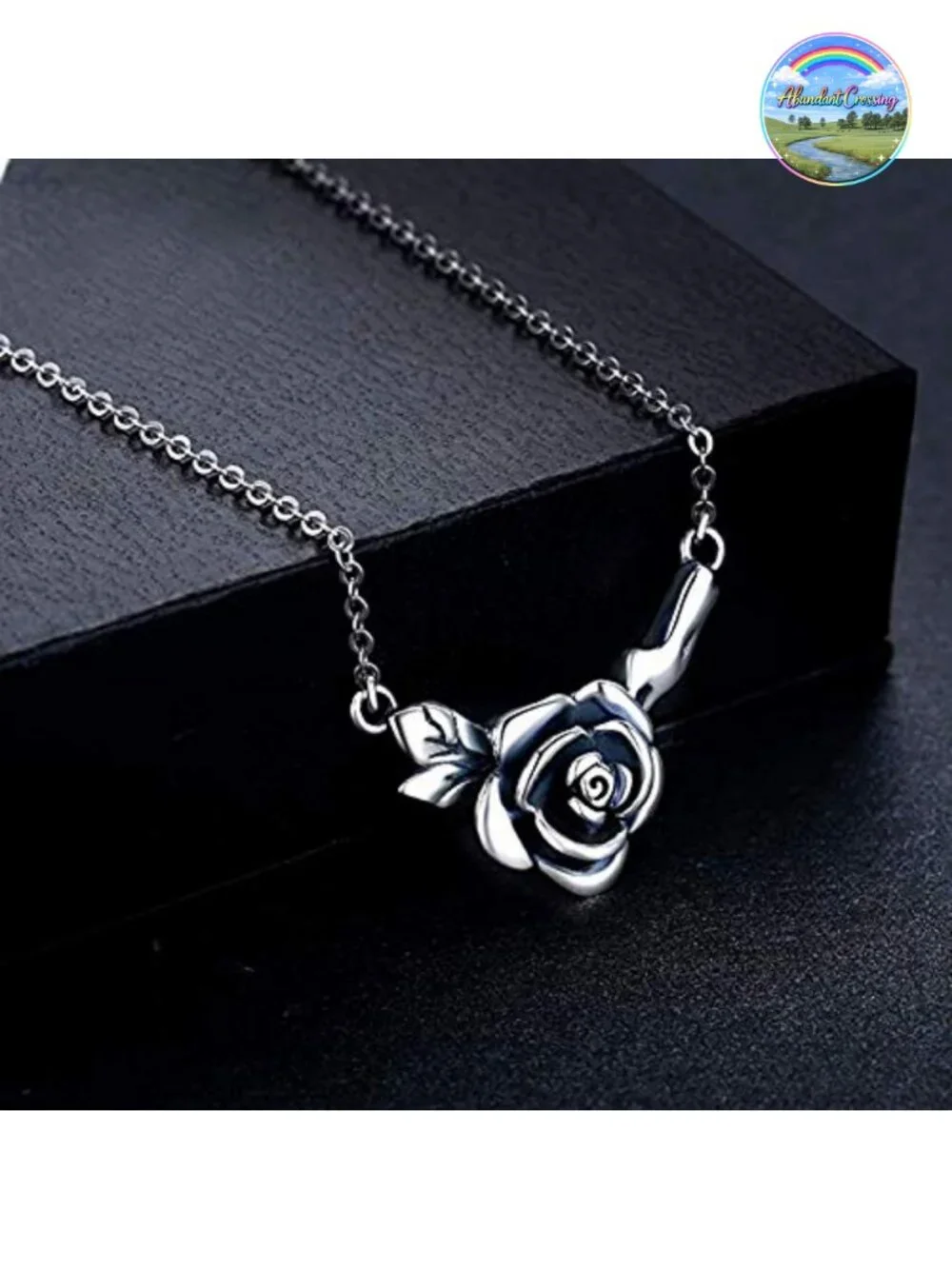 925 Sterling Silver Rose Flower Pendant Necklace